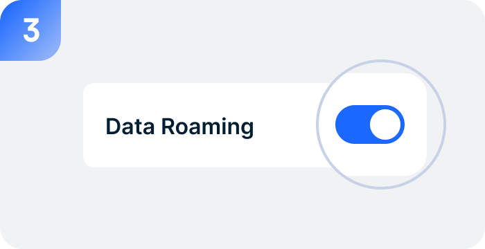 Turn on data roaming to activate